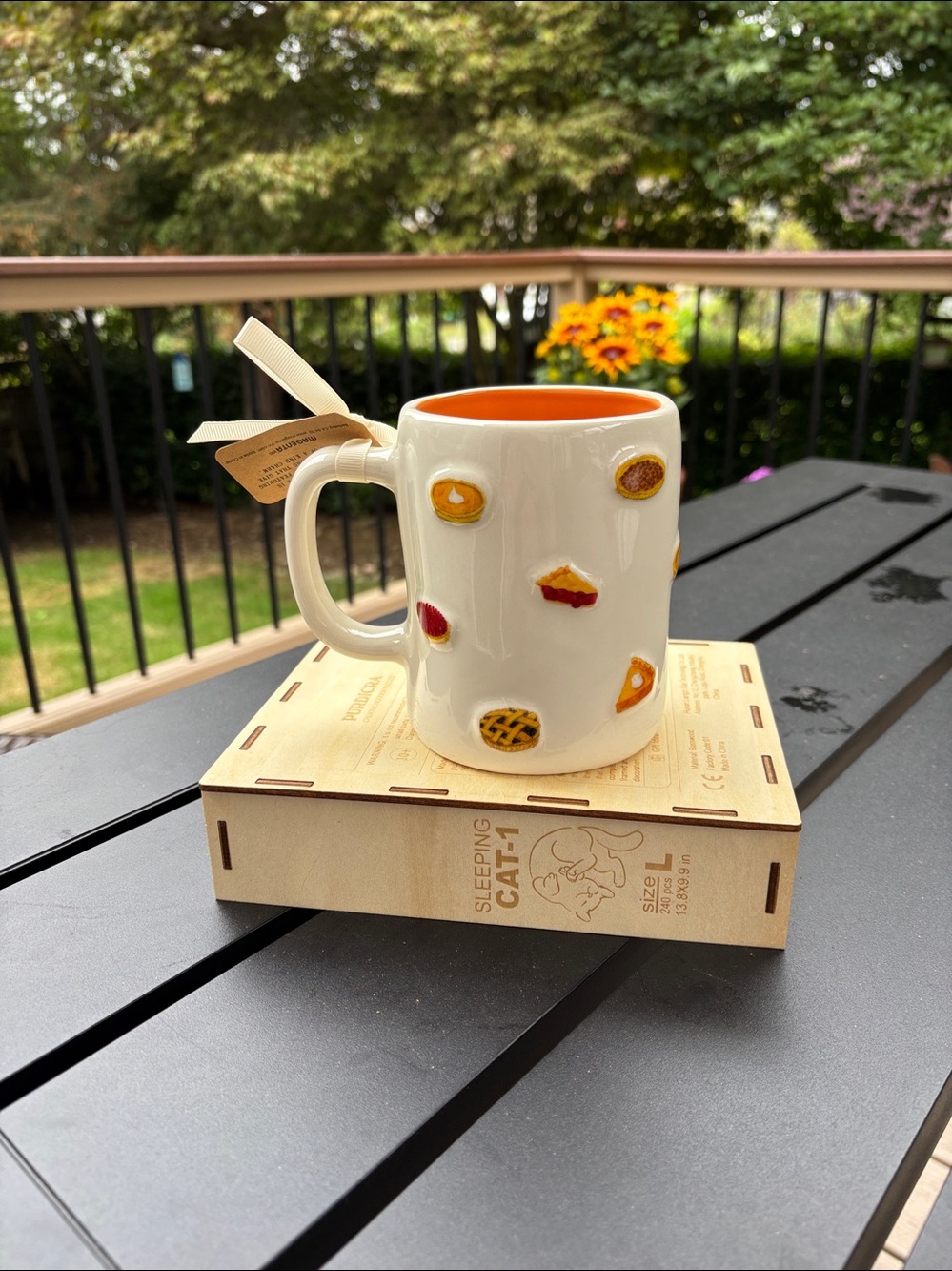 Rae Dunn Double Sided Sweet as Pie Ceramic Mug - Cream with Orange Interior - Picture 3 of 6